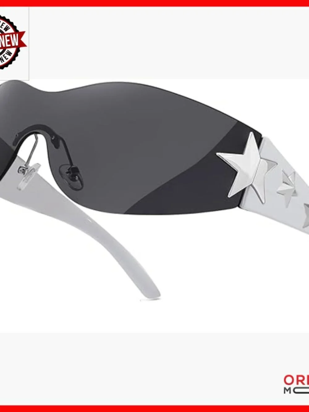 Rimless Y2K Sunglasses Wrap Around Shield Glasses UV400 Protection